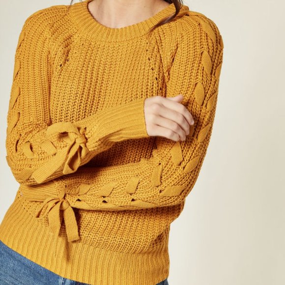 Dorothy Perkins Sweaters - Dorothy Perkins Mustard Tie Sleeve Sweater